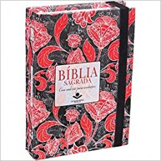 Bíblia Sagrada com caderno para anotações - Capa flores vermelhas -  Almeida Revista e Atualizada (ARA) com Fonte de Bênçãos