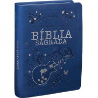 Bíblia letra grande NTLH azul com violão 