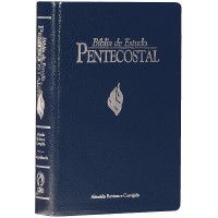 Bíblia de Estudo Pentecostal Media Azul - Borda prateada - 2085263005014